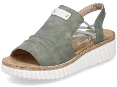 Rieker Damen Pantoletten 69262, Frauen Slipper,Slip-ons,Backless Slipper,Mules,Gartenschuhe,Sommerschuhe,sommerclogs,Slides,grün (52),38 EU / 5 UK