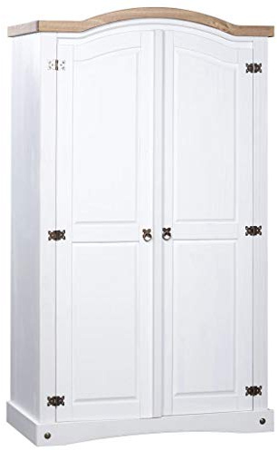 Gecheer Garderob, av tallträ, mexikansk kronräcke, med klädhängare, vit, 101 x 52 x 170 cm, klädskåp, sovrumsskåp, modernt skåp, omklädningsrum, modernt massivt trä