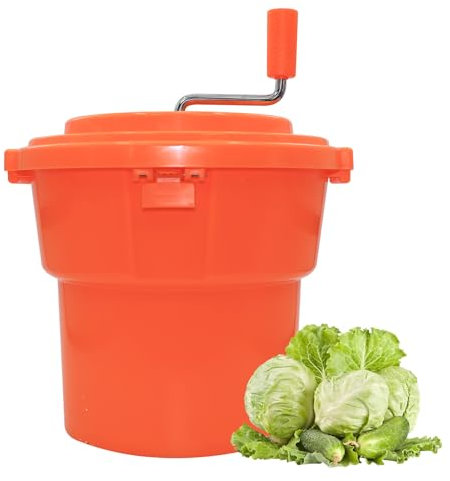 Hakka 2.5 Gallon Salad Spinner,Commercial Restaurant Manual Lettuce Dryer for Vegetable Fruit Dryer Mixer(Orange)