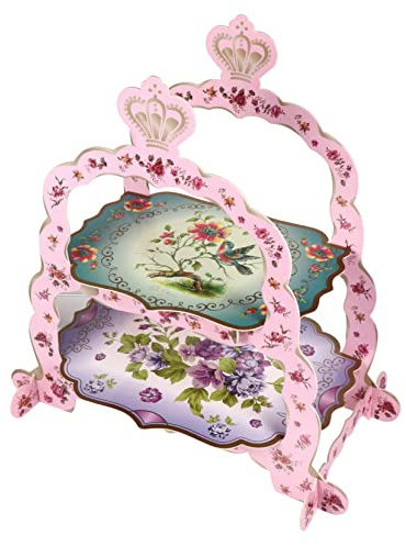 MAGICLULU Supporto Per Torte Decorativa Due Piani Vassoio Espositivo Per Dessert e Snack Per Feste Di Matrimonio e Compleanno