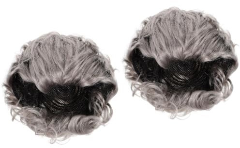 UPKOCH 2stücke Grey Old Lady Perücke Kurze Graue Cosplay-wig Für Damen Für Kostümpartys Halloween Und Bühnenaufführungen Einfach Anzulegen Perfektes Accessoire Für Jeden Anlass