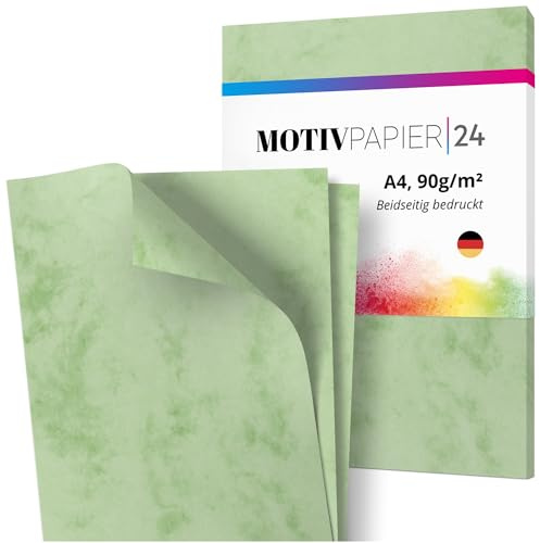 Einladungskarten Manufaktur Hamburg 60 Blatt Briefpapier Set beidseitig bedruckt Motivpapier Papier A4 Druckerpapier 90g/m² Marmor Retro Antik grün edel altes Papier marmoriert