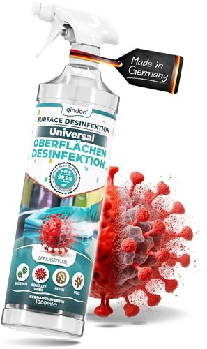 Qindoo Geruchlose Schnelldesinfektion 1L Alkoholfrei Universal Spray Flächendesinfektionsmittel Desinfektionsmittel Flächen gegen Viren, Bakterien, Pilze, Keime, Desinfektion von Oberflächen