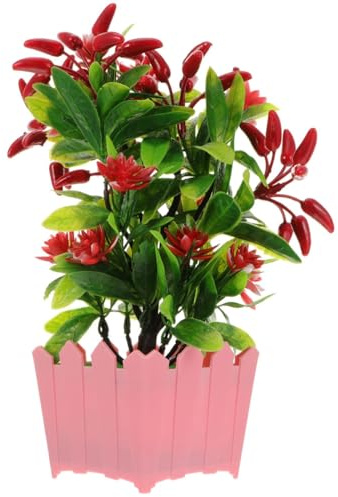 KüNstliche Chili Pflanze Plastik Baum Bonsai Pflanzliche Getopfte Opf Dekoratives Bonsai Ornament TopfküNstliche Pflanzen FüR Partydekoration Tischdekoration
