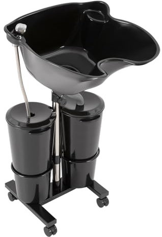CLEADONG Friseur Waschbecken, Höhenverstellbar Rückwärtswaschbecken, Mobiles Waschbecken, für Friseursalon Schönheitssalon 52 * 52 * 37cm (Schwarz)