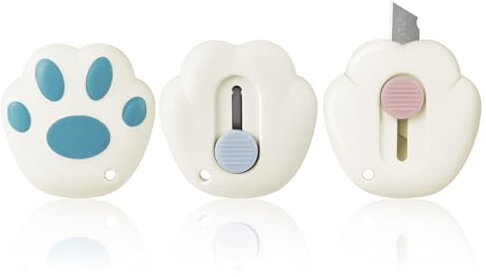 OFFCUP Mini Coltello Multiuso Retrattile, 3pezzi Mini Coltelli Multiuso Portatili a Forma di Cancelleria per Ufficio Scolastico per Tagliare Buste, Portatile, Sicurezza (Stile Artiglio di Gatto)