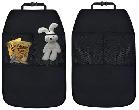 Futuhada 2 Stück Rückenlehnenschutz Auto, wasserdichte Sitzschutz Rückenlehne, Universeller Rücksitzschoner, Anti-Schmutzig Rückenlehnenschutz, Autositz Schutz Rückseite Kinder mit 2 Großen Taschen