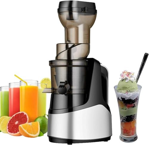 Exprimidor de masticación lenta de 150 W, 1000 ml, prensa automática en frío, exprimidor centrífugo con función inversa, para frutas enteras, helados, batidos, fácil de limpiar