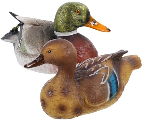 Generisch 2Stücke Mandarinente Schwimmende Dekoration Lifelike Teichente Figur für Garten Außenbereich Robuste Garten Teich Deko Wetterfestes Enten Ornament für Teich und Pool