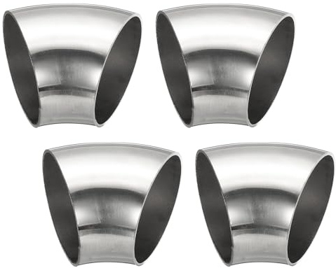 PATIKIL 4 Stück Edelstahl Rohrbogen 45 Grad Bogen, 51mm ID Stahl Auspuffbogen Auspuffrohrverbinder Edelstahlbogen 304 Edelstahl Rohr für Auspuffrohr Treppengeländer Auto HVAC