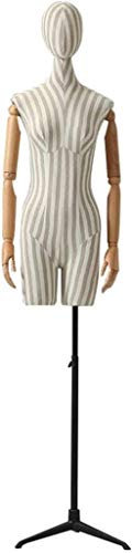 SHANYAYALI Weibliche Schaufensterpuppe, Torso, gestreift, Ganzkörperpuppe, mit verstellbarem Stativständer, Kleiderform für Kleidung, Kleid, Schmuck, Display (schwarz)