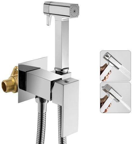 Bidet Handbrause, Handbrause für Bidet-Toilette Mit Dual-Modus (Jet/Stream) | Messing Wandhalterung Bidet Toilettensprüher für Waschbecken, Bad, Küche mit 1.5M Schlauch, Chrom