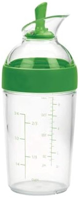Mezclador de Aderezos 200 ml con Tapa Antigoteo Transparente, Botella Graduada libre de BPA, Vertido Limpio, Hermética, para Vinagreta o Salsas (Verde).