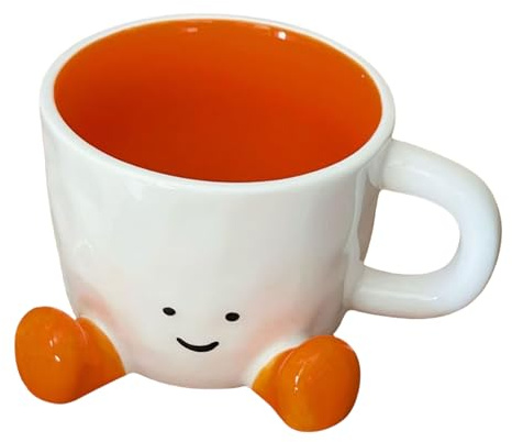 Rurunklee Coffee Mug,Novelty Tea Cup with Feet | Hand-kneaded Ceramic Pen Holder, Decorative Desk Accessory, Aesthetic Water Cups for Milk Cocoa