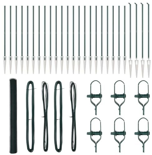 vidaXL Zaun mit Pfosten Grün 1,5 x 50 m PVC-beschichteter Stahl, Garten- und Terrassenteiler, robuster Zaun für draußen, perfekte Lösung für sichere Grenzen