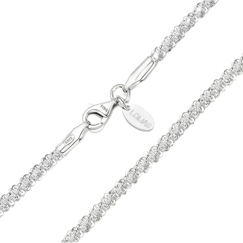 LOLIAS Silberkette Damen 925 Ohne Anhänger Halskette Kette Damen Silber 1.9 MM Lange Silberkette Choker Halskette Glitzernde Schmuck Geschenke 40CM