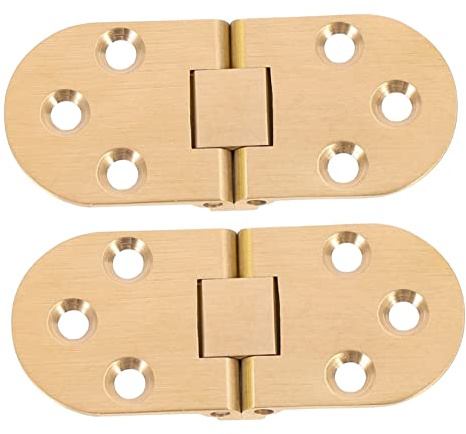 HOMSFOU Bisagras Plegables de Latón Dorado para Puerta de Armario Diseño Liso y Tornillos Incluidos, Ideales para Mesas de Máquina de Coser y Vestidores