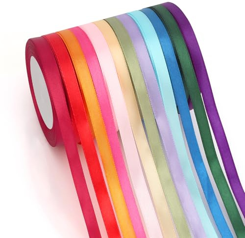 12 Geschenkband Rolle Seidenbänder 1 cm Satinbänder Satin Ribbon 300 Yard Schleifenband Weihnachten Seidenband Für Blumenstrauß Dekoration Geschenk Verpackung Hochzeitsdeko Schleifen Heimwerkerkunst