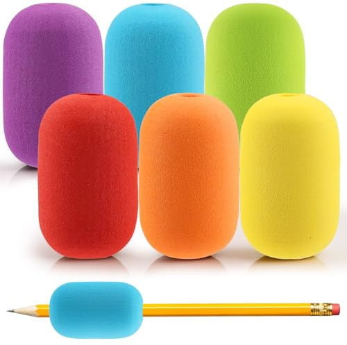 Lot de 6 éponges d'aide à l'écriture pour enfants, porte-crayon, poignée ergonomique pour apprendre à écrire, pour enfants, maternelle, adultes, gaucher et droit (6 couleurs)