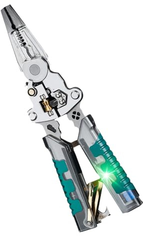 Pinze spelafili 9 in 1 con tester per elettricità, pinza multifunzione per elettricista, crimpatura di cavi, strumento multiuso per la casa, strumento portatile con capacità di misurazione