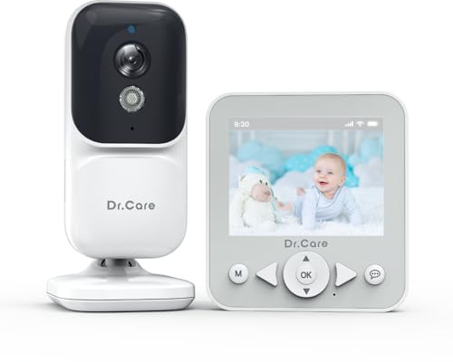 Dr.Care NeoView Baby Monitor with Camera and Night Vision, 2.8” Screen 1500mAh, 2-Way Audio, 300m Range, VOX Mode, Temperature Sensor, Lullabies, Belt Clip (1 Camera + 1 Monitor)