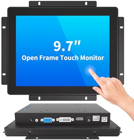LMENGER 9.7IN Open Frame Touch Monitor, PCAP 10-Point Touch Industrial Touchscreen Monitor, with HDMI/VGA/DVI Interface, Active Matrix TFT LCD,LED Backlight, with VESA Mount