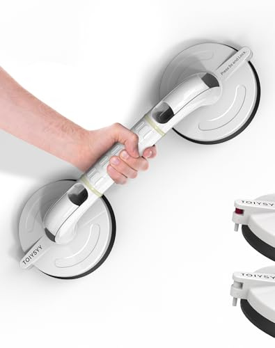 Haltegriff mit Saugnapf MAX 120KG Haltegriffe für Senioren 38CM Extra Starker Badewannengriff Ohne Bohren mit Leuchtringen für Bad Badewanne Dusche