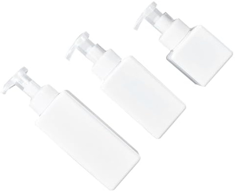Gatuida 3 pezzi Flaconi Dispenser Liquidi Quadrati Bianchi Contenitori Shampoo e Bagnoschiuma con Pompa Stantuffo Capacità Grande per Bagno e Cucina Design Pratico con Cannuccia Lunga