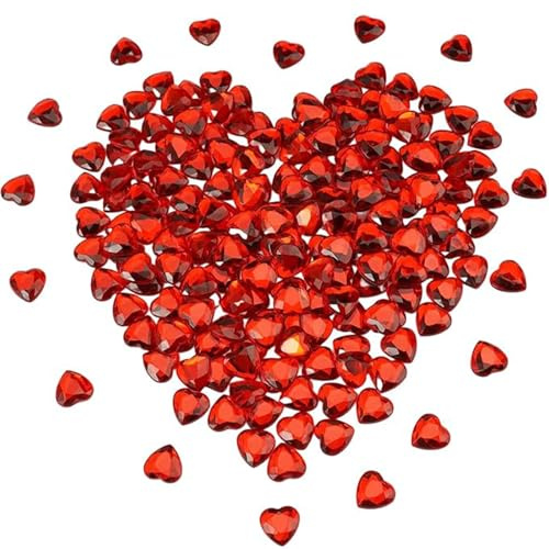 200 Stück Herzen Deko Diamantkristalle, Roter Rubin Rubinhochzeit Deko, Herz Rote Glitzersteine, Herz Glitzersteine Rot, Strasssteine Rot, Für Heiratsantrag, Verlobung, Valentinstag