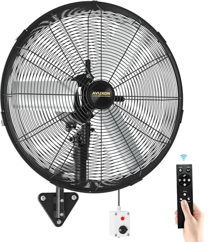 Ventilador de Pared Exterior 60 cm con Mando a Distancia, Ventilador Industrial Oscilante de 4 Velocidades, Motor DC Sin Escobillas, Resistente al Agua, para Garaje, Almacén, Fábrica, Taller, Terraza
