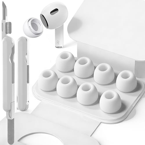 SIXFU 1 Größen der Silikontips Aufsätze für AirPod Pro und AirPods Pro 2 Aufsätze Ohreinsätze Tips mit Reinigungsset & Tragbarem Aufbewahrungskasten, Lärmreduzierung Loch(S) - Weiß