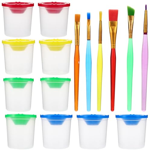 16 Piezas Kit de Tazas para Pintar de Plástico Transparente