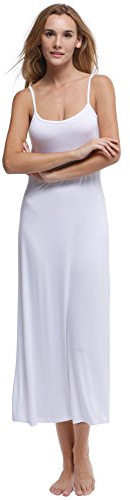 Papicutew Women's Long Full Cami Slip Dress Sleeveless Nightgowns, White, Large