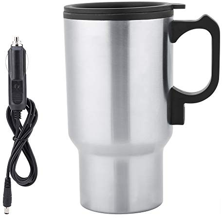 Zerodis 450 ML 12 V Voiture Chauffe-Eau Électrique Portable en Acier Inoxydable Électrique Bouilloires Rapide pour Thé Café Lait avec Prise Allume-Cigare pour Voyage Pique-Nique Camping Pêche