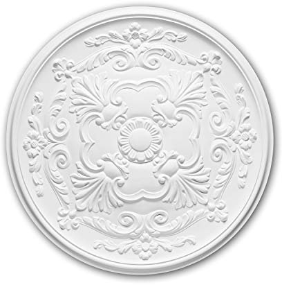 PRO[f]home® - Rosace 156024 Élement décorative Élement pour plafond style Néo-Empire blanc Ø 49,6 cm Profhome