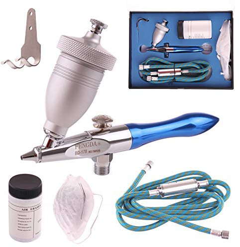 Air Eraser Mini Sandstrahl Pistole mit Strahlgut Airbrush Pistole Sandstrahlgerät Schlauch Mask Korund