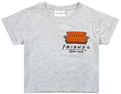 Amigos Chicas Recortadas Camiseta Central Perk Sofá TV Mostrar niños Gris Top 13-14 años