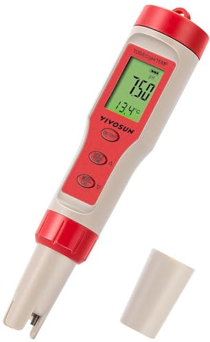 VIVOSUN 4-in-1 Digital pH Meter with pH/TDS/EC/Temp Function, 0-14.0 pH Measurement Range, ±0.1 pH Accuracy Water Quality Tester for Hydroponics, Household Drinking, and Aquarium