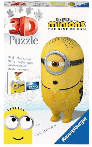 Ravensburger Minions 2 The Rise of GRU Kung Fu - Rompecabezas 3D con Forma de Minion para niños a Partir de 6 años, 54 Piezas, no Requiere Pegamento