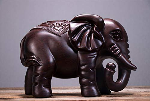 Aibote Elefanten-Statue aus natürlichem Ebenholz, Feng Shui, Reichtum, Glück, Holzfigur, Skulptur, Heimbüro, Schreibtisch, Dekoration, Geschenk, 10,2 cm (L) x 4,1 cm (B) x 6,1 cm (H)