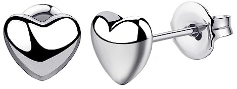 VGACETI Titanium Earrings Heart Stud Earrings, Hypoallergenic for Sensitive Ears Women Men, Premium High Polished (Large Shiny Grey)