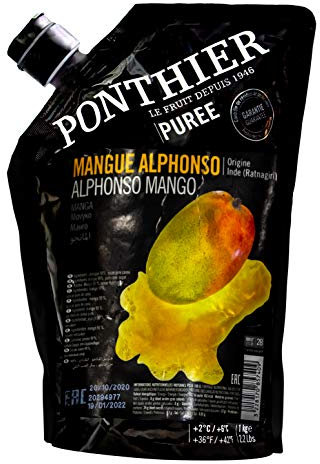 Food-United MANGO PÜREE Mango-Frucht-Püree von Ponthier 1KG Frucht-Smoothie-Bowl-Sorbet-Cocktail-Schorle-Saft aus Früchten höchster Qualität ohne künstliche Zusätze