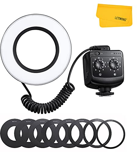 Godox Ring72 Macro Anneau Lumineux à LED, 5600K TLCI≥97 CRI≥96,10 Niveaux de Réglage de La Lumière, Conception d'alimentation Double, pour Vidéo Enregistrement Produit Photographie Prise de Vue