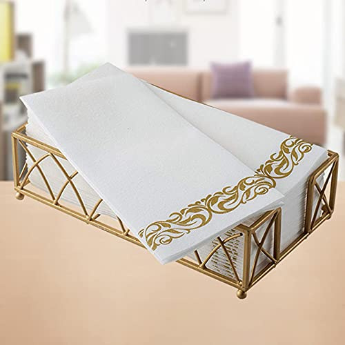 Kisbeibi 50 Disposable Guest Towels Soft and Absorbent Linen-Feel Paper Hand Towels Durable Decorative Bathroom Hand Napkins Good for Kitchen, Parties, Weddings, Dinners or Events, Gold, free size