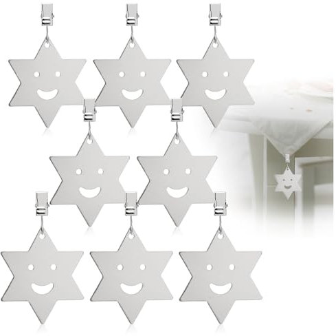 com-four® 8X Tischdeckenbeschwerer - Tischtuchgewichte aus rostfreiem Edelstahl - Tischtuchklammer - jeweils ca. 40g - Tischdeckenklammern