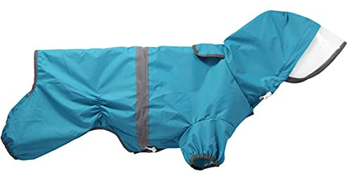 Hunde-Regenmantel mit Kapuze, regen- und wasserabweisend, verstellbarer Kordelzug, Hundemantel mit Beinen, reflektierend, stilvoll, Premium-Hunde-Regenmantel, Größe M bis XXXL, Blau, L