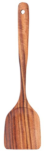 Natudeco Pfannenwender aus Holz Mit Langem Griff - Antihaftbeschichtung, Kochutensilien, Wok-Werkzeug zum Mischen und Kochen