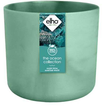 Elho the ocean collection round 18cm - Vaso per piante - Nata dal riciclaggio dei rifiuti del mare - Materiale riciclato al 100% - Verde/Verde Pacifico