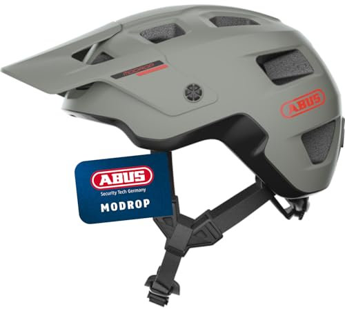 ABUS MTB-Helm MoDrop - robuster Fahrradhelm mit guter Belüftung für Mountainbiker - individuelle Passform - Unisex - Grau, Größe M