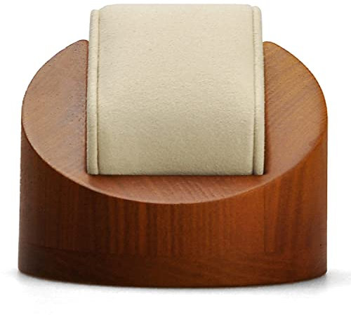 Oirlv Elegant Wooden Watch Stand with Removable Microfiber Cushion Compact Watch Holder for Display & Storage, Ideal for Father’s Day & Christmas (8.5 x 8.5 x 6.2 cm)